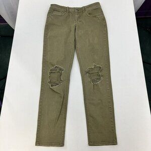 American Eagle Womens Green Tomgirl Distressed Jeans Size 6 X-Long
